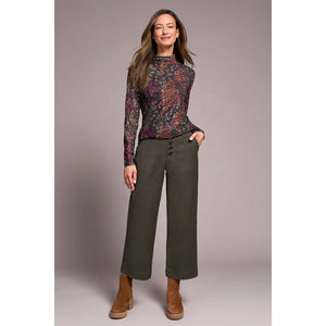 Slub Cotton Strtech Sophia Curvy Wide Leg Jeans | Spruce