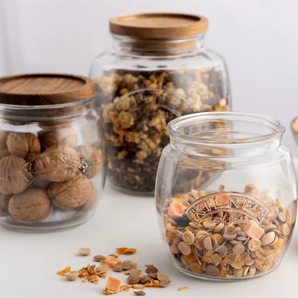 Kilner Universal Push Top Storage Jar w/ Wooden Lid