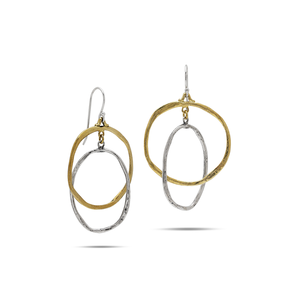 Come Together Earrings - Sterling Silver + Brass