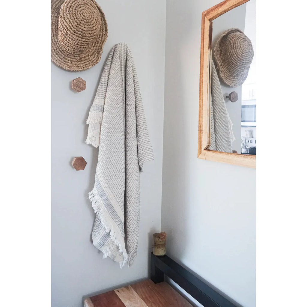 Turkish Cotton Bath Towel | Waffle Striped