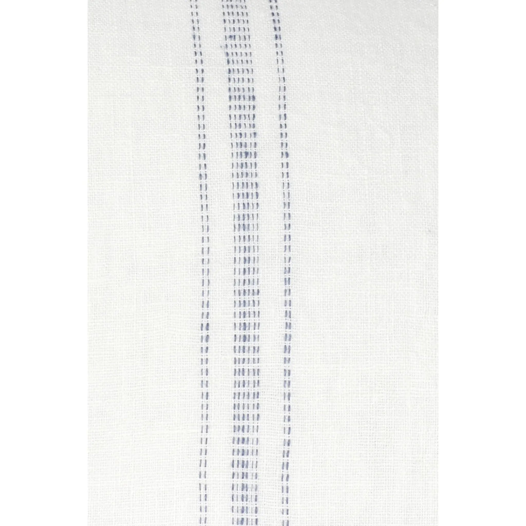 White w/Blue Stripes Linen Pillow