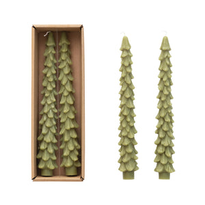 S/2 Tree Shaped Taper Candles | Cedar Green