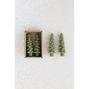 S/2 Tree Shaped Taper Candles | Cedar Green