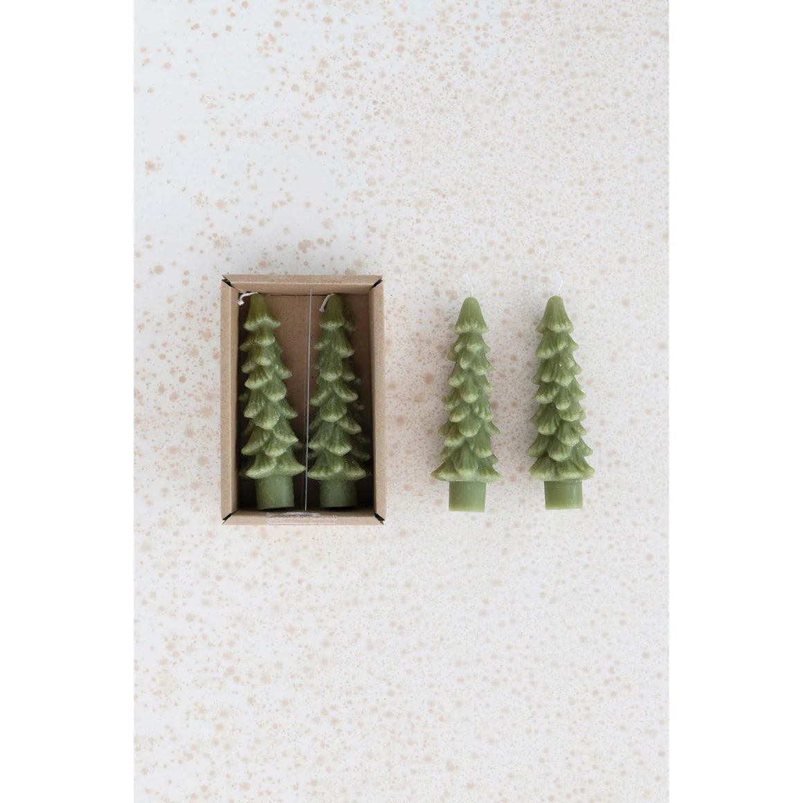 S/2 Tree Shaped Taper Candles | Cedar Green