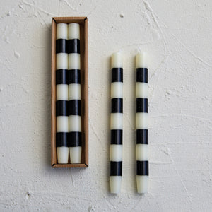 S/2 Striped Taper Candles