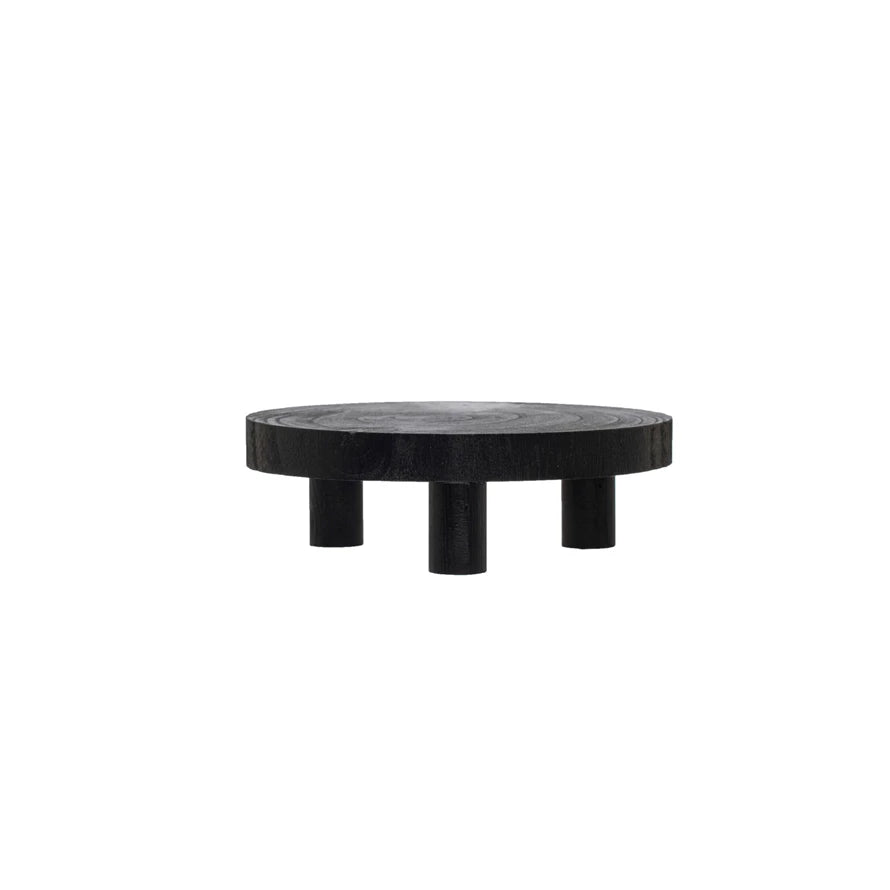 Black Round Wooden Pedestal