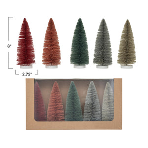 S/5 Box Sisal Bottle Brush Trees | 8"H