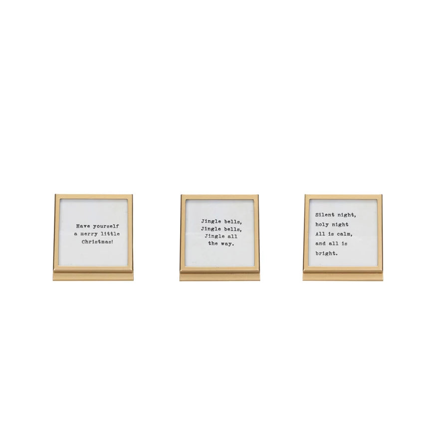 Gold Metal & Glass Square Frame w/Easel & Saying (Seasonal)