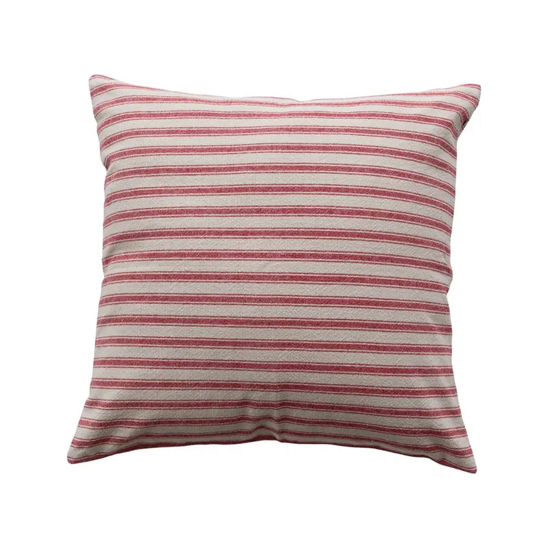 Red & Natural Striped Pillow