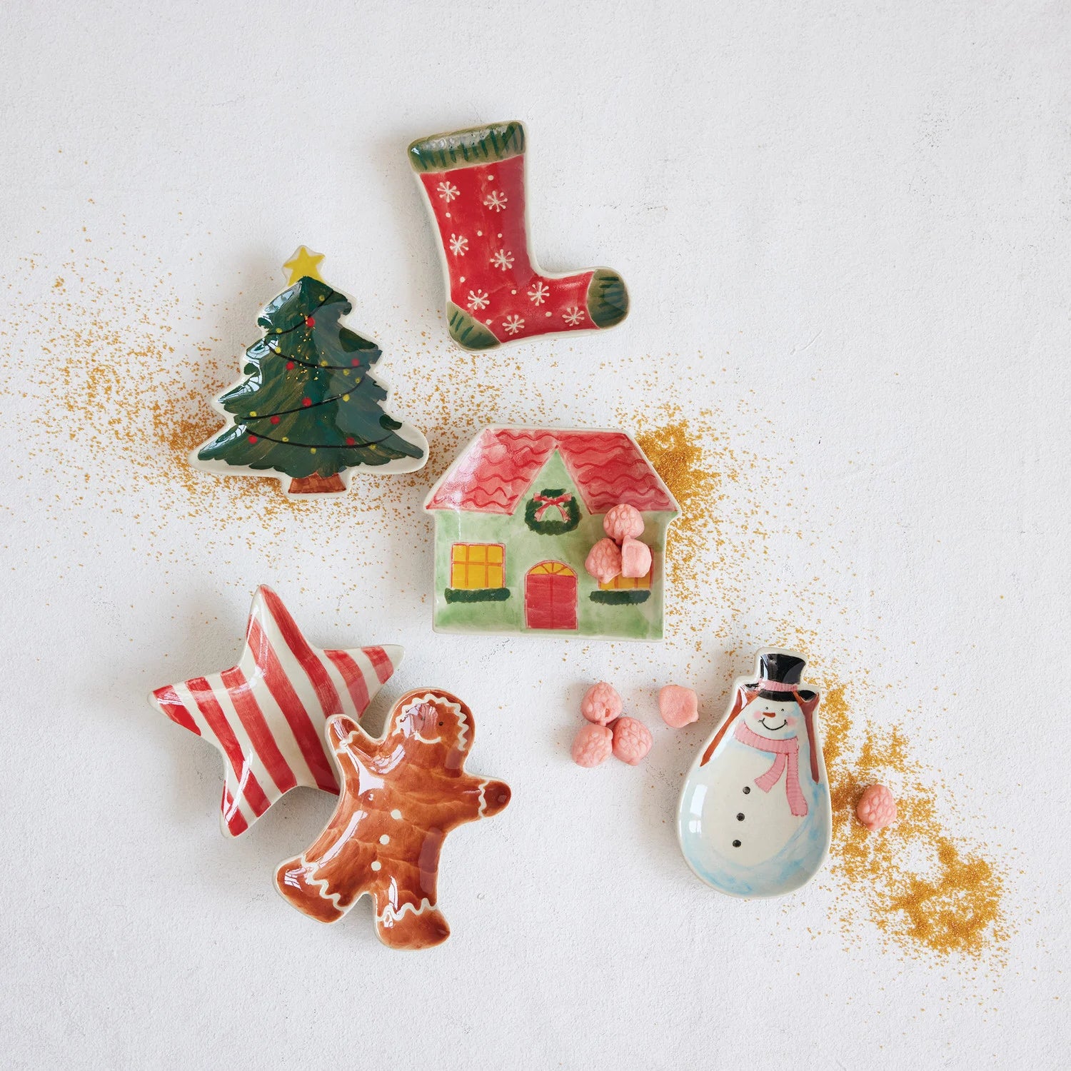 Hand-Painted Stoneware Holiday Shaped Dish