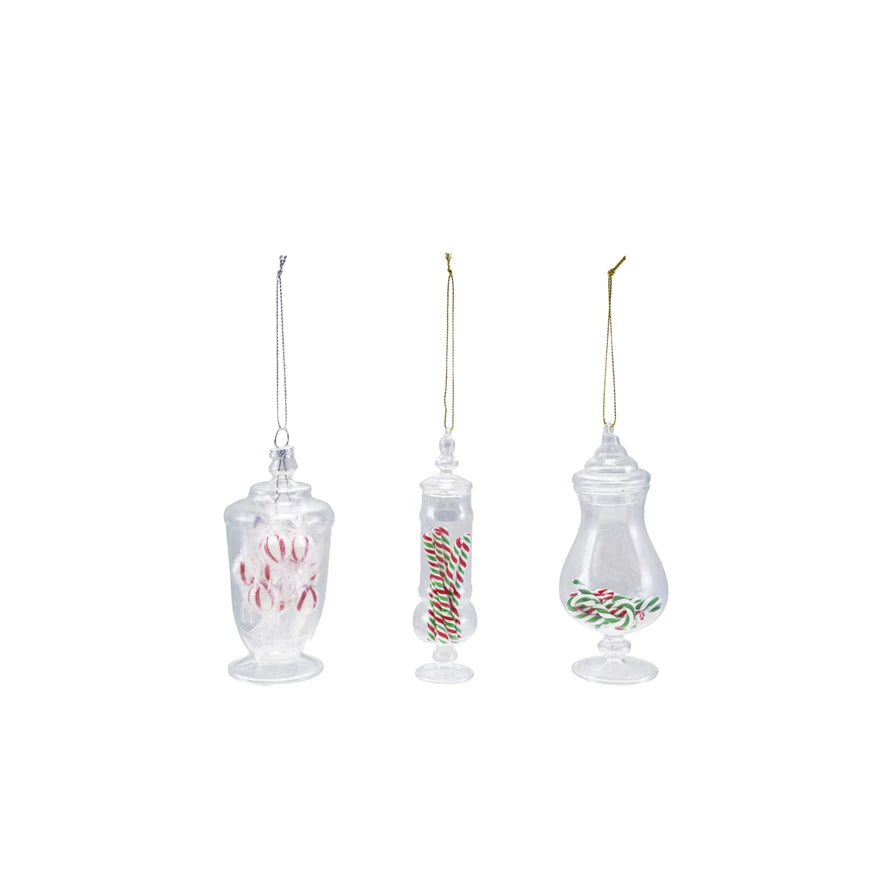 Glass Candy Jar Ornament with Faux Candy Inside