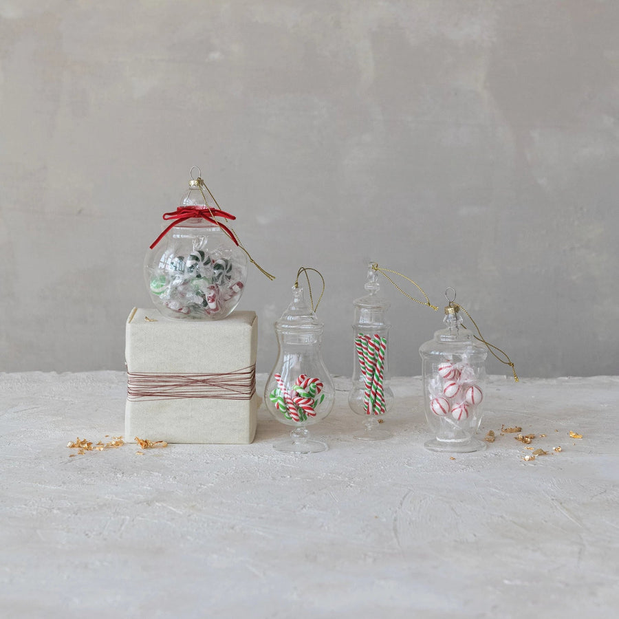 Glass Candy Jar Ornament with Faux Candy Inside
