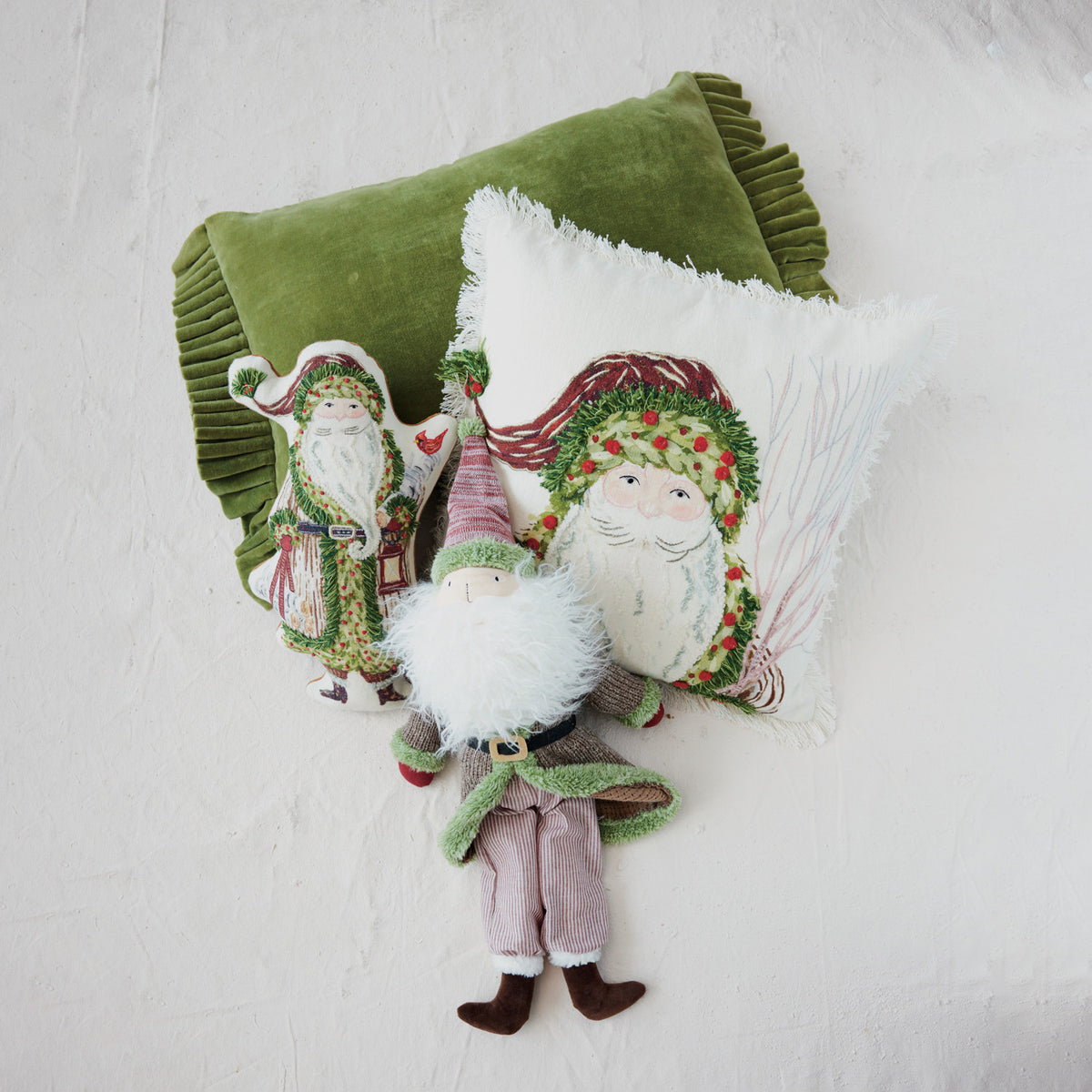 Velvet Ruffle Lumbar Pillow | Moss Green