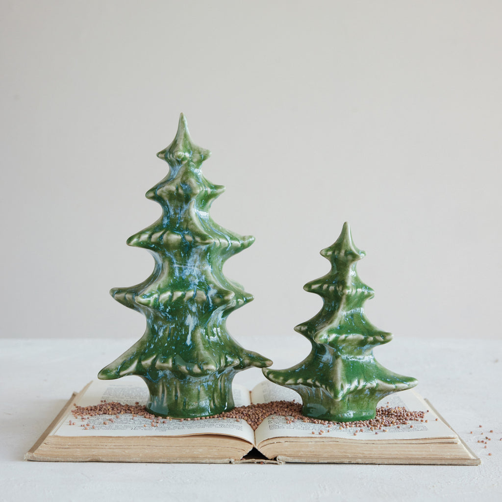 Sculpted Green Stoneware Tree