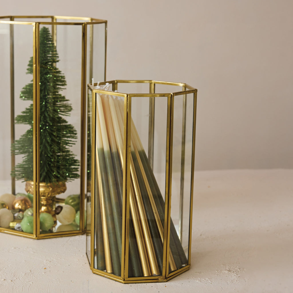 Antique Brass & Glass Display Vessel