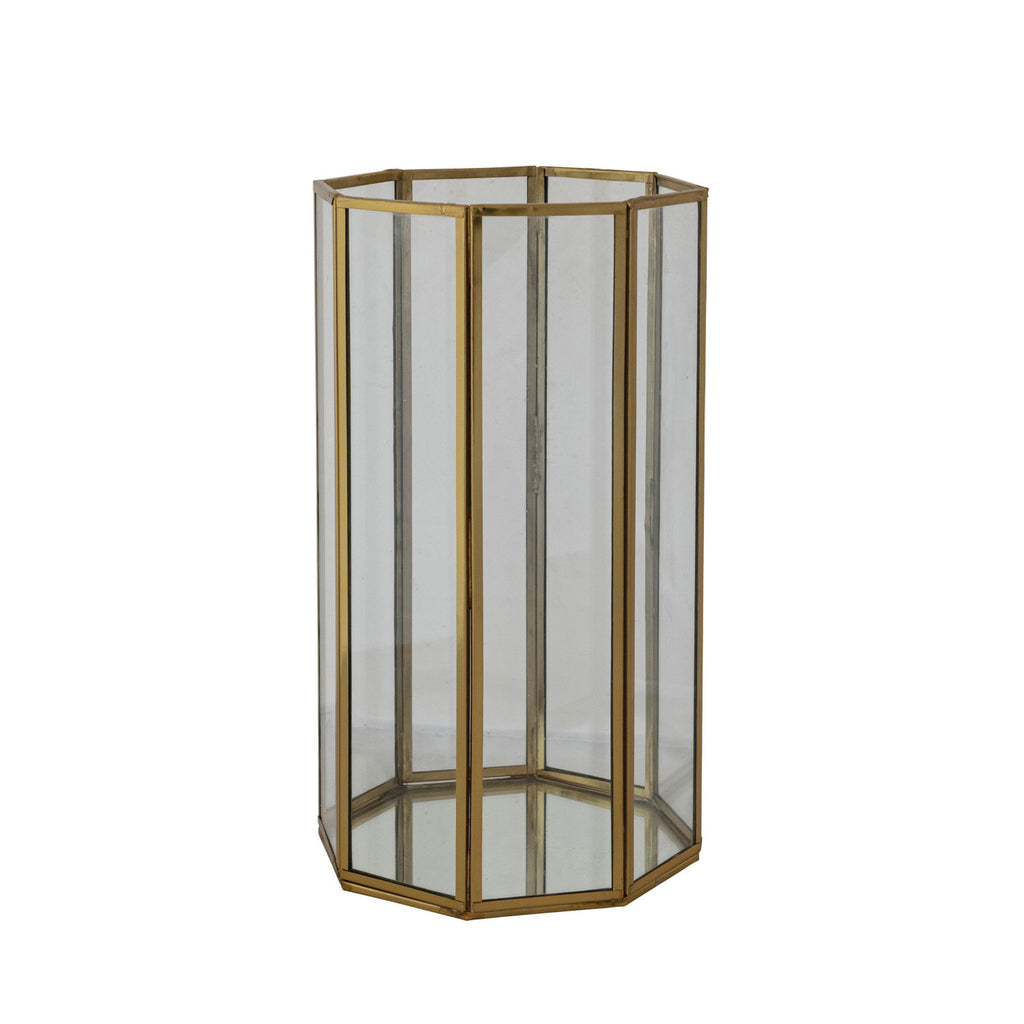 Antique Brass & Glass Octagonal Container