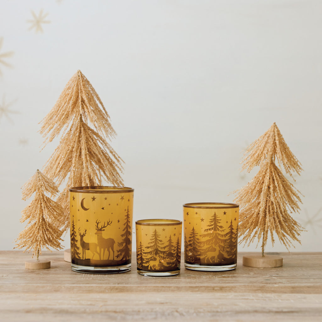 Amber Woodland Votive Holder