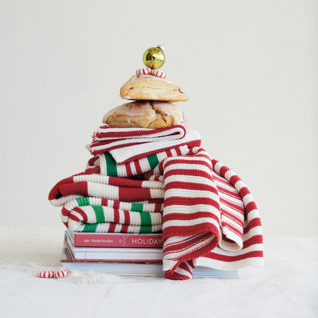 Holiday Striped Cotton Knit Tea Towel