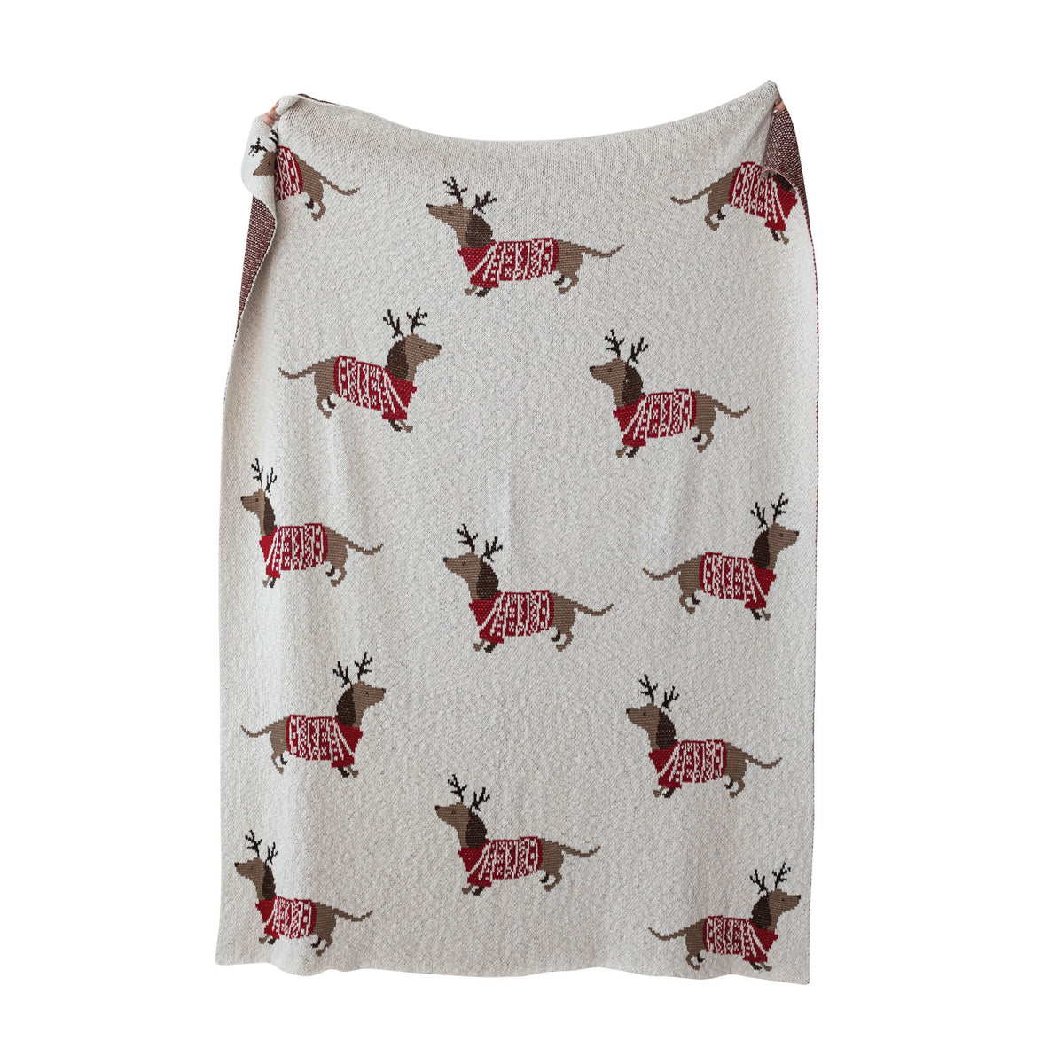 Dachshund Christmas Knit Throw