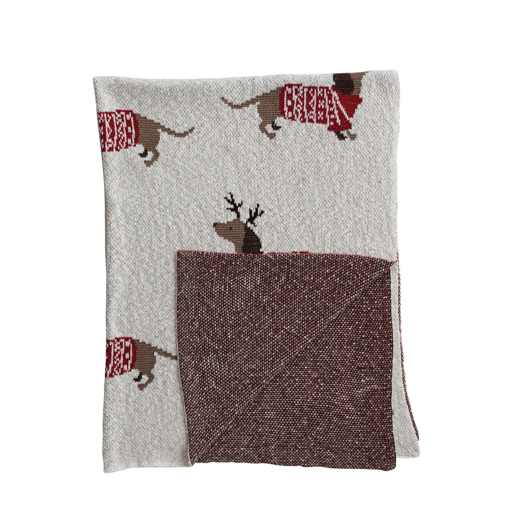 Dachshund Christmas Knit Throw