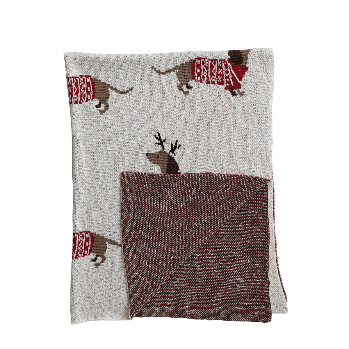 Dachshund Christmas Knit Throw
