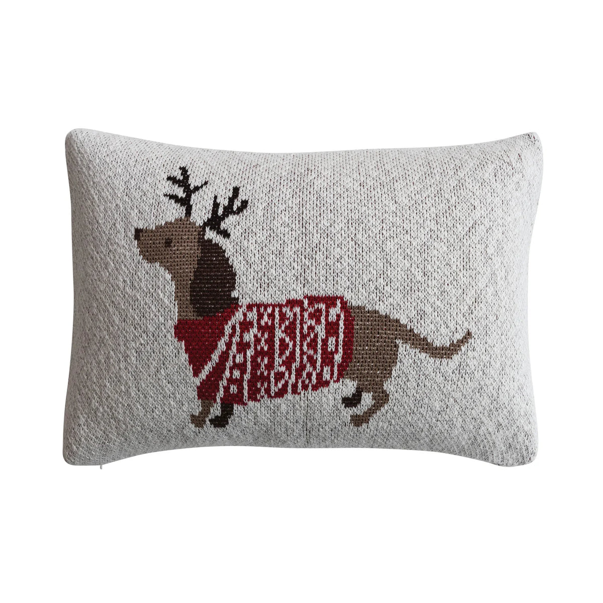 Dachshund Christmas Knit Lumbar Pillow