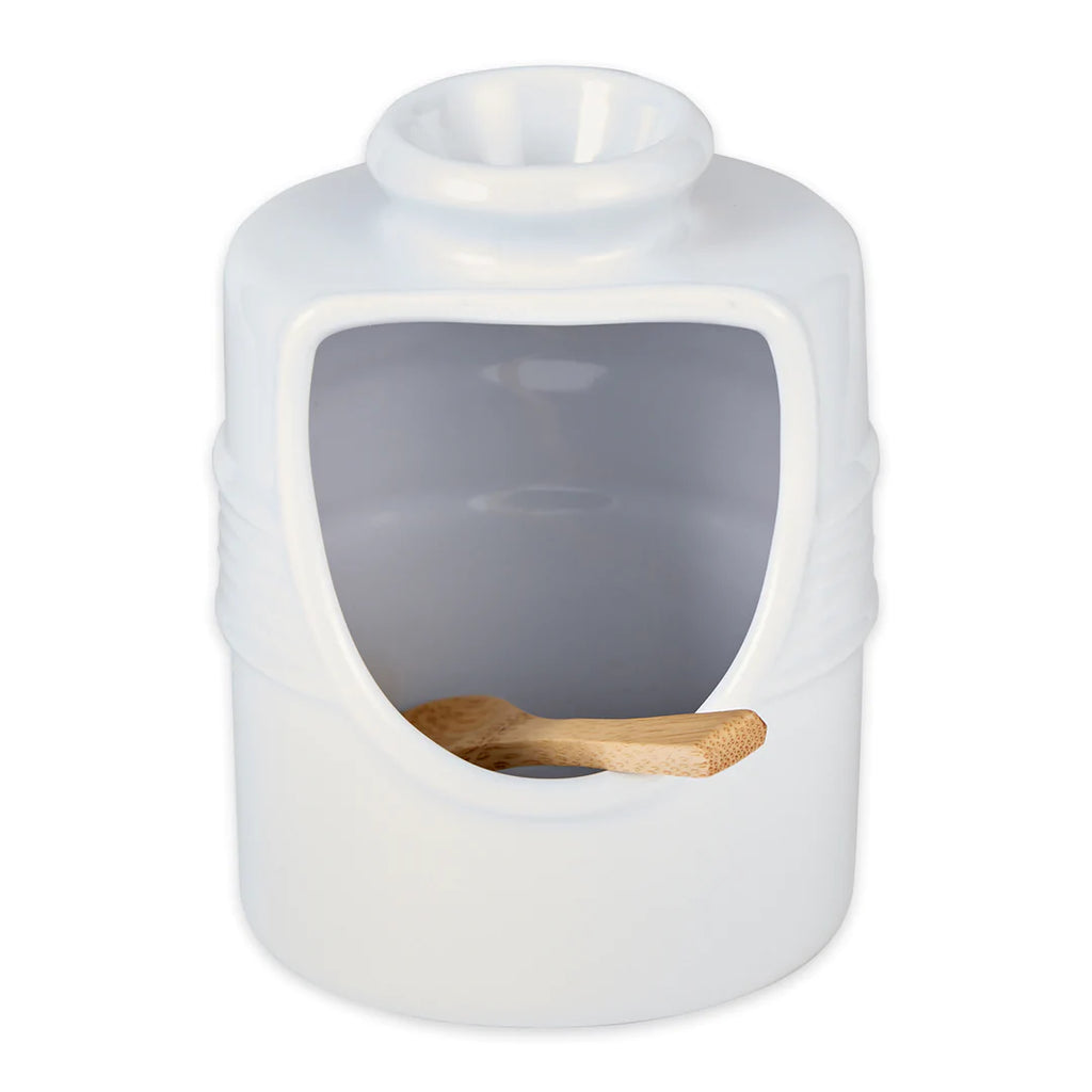 White Stoneware Salt Pig
