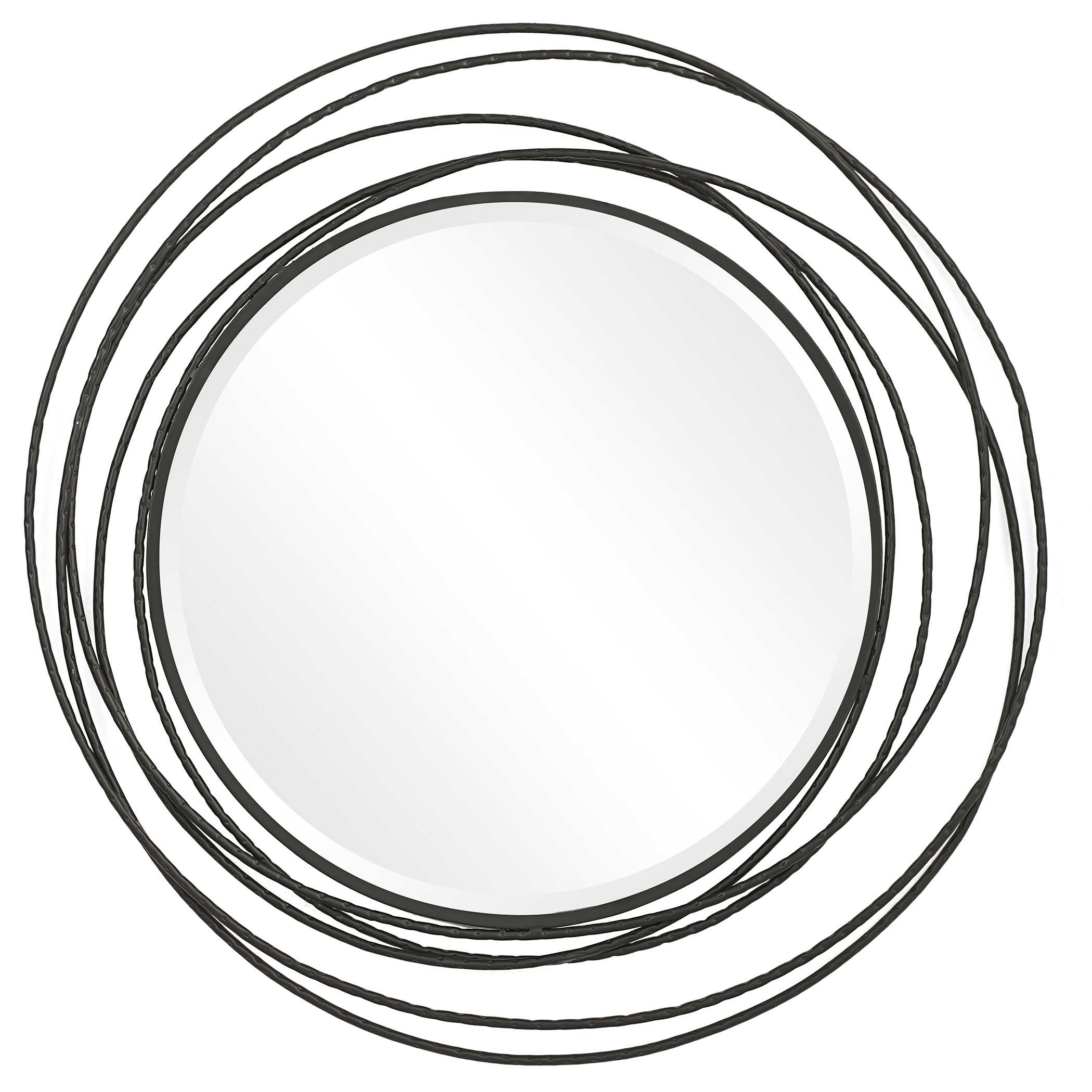 Black Metal Round Whirlwind Mirror