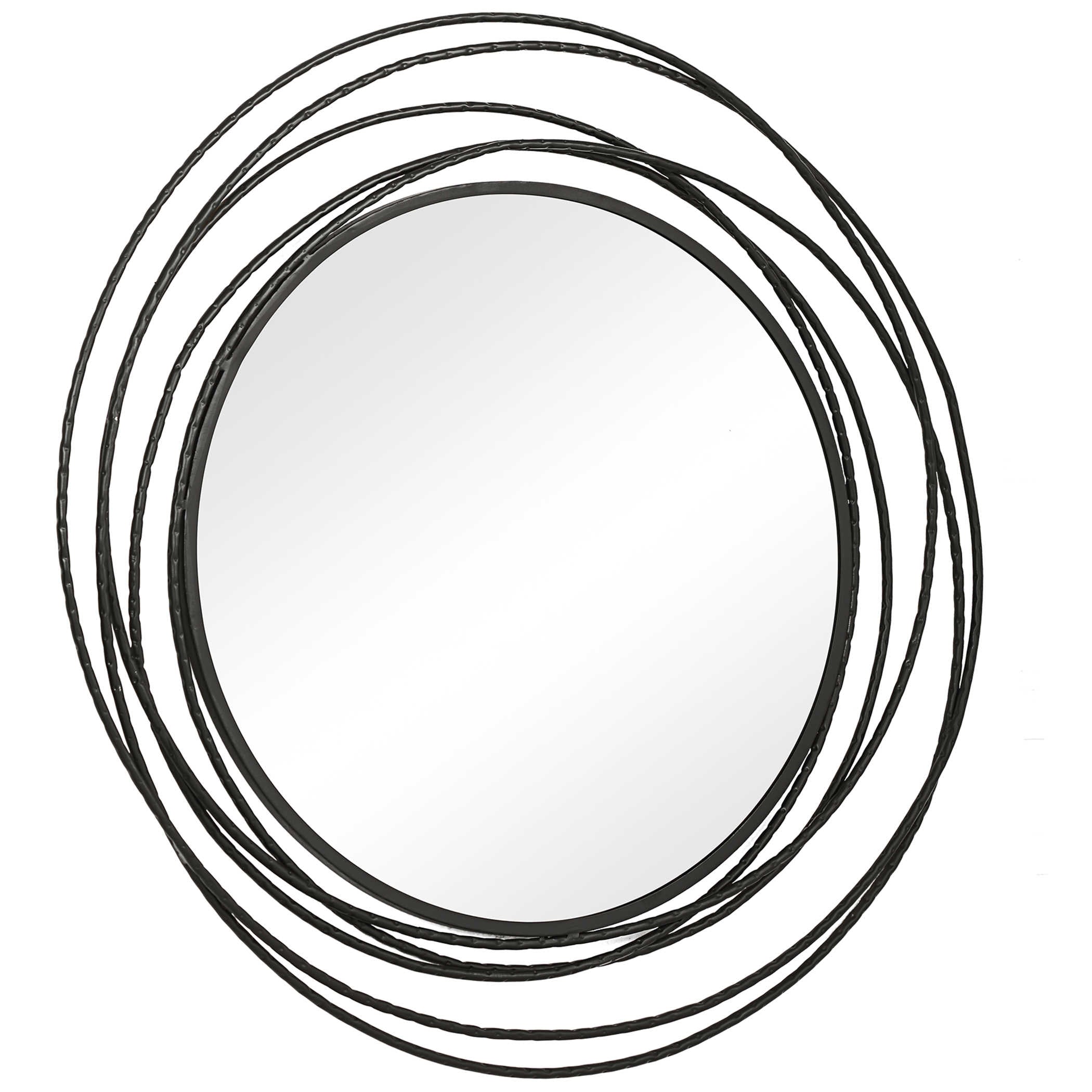Black Metal Round Whirlwind Mirror
