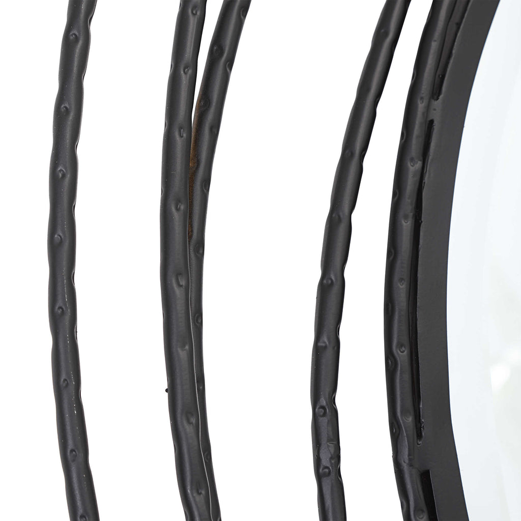 Black Metal Round Whirlwind Mirror