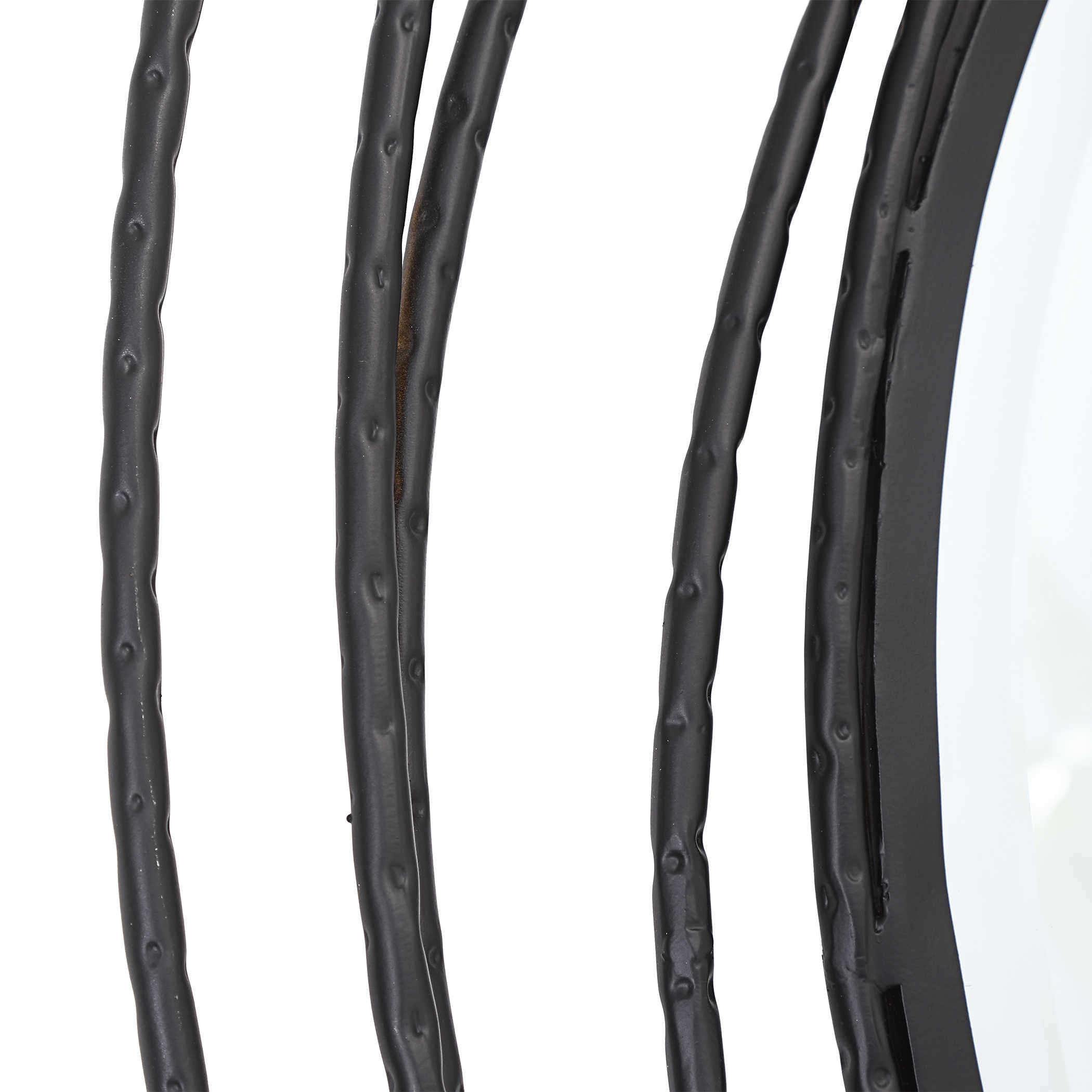 Black Metal Round Whirlwind Mirror