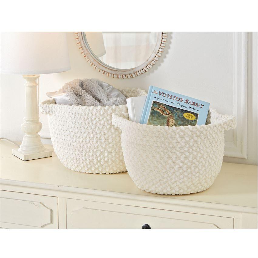 Ivory Chenille Rope Baskets