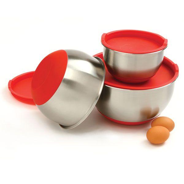 Stainless Steel Grip Bowls w/Lids