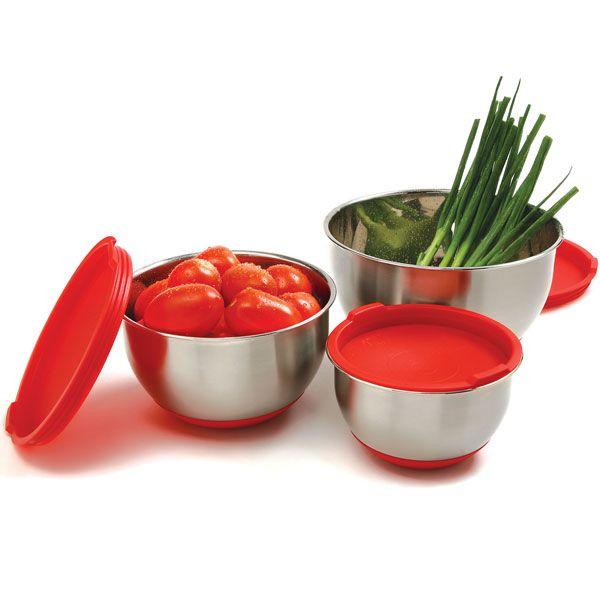 Stainless Steel Grip Bowls w/Lids
