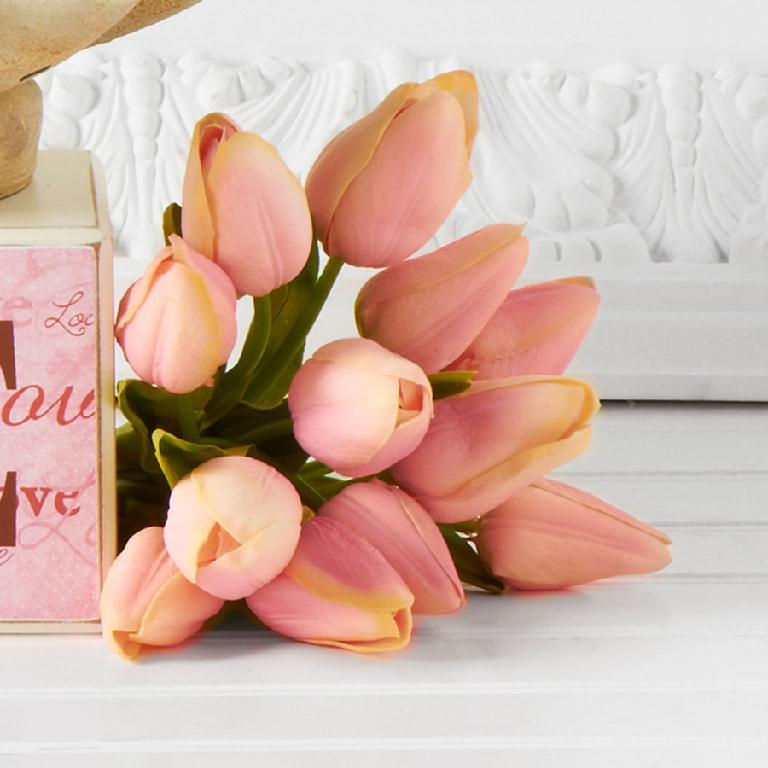 Real Touch Mini Tulip Bouquet - Blush
