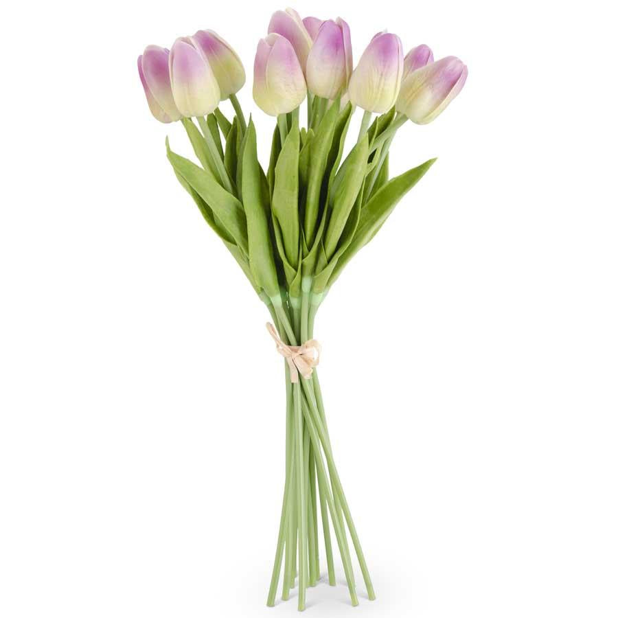 Real Touch Mini Tulip Bouquet - Green/Purple