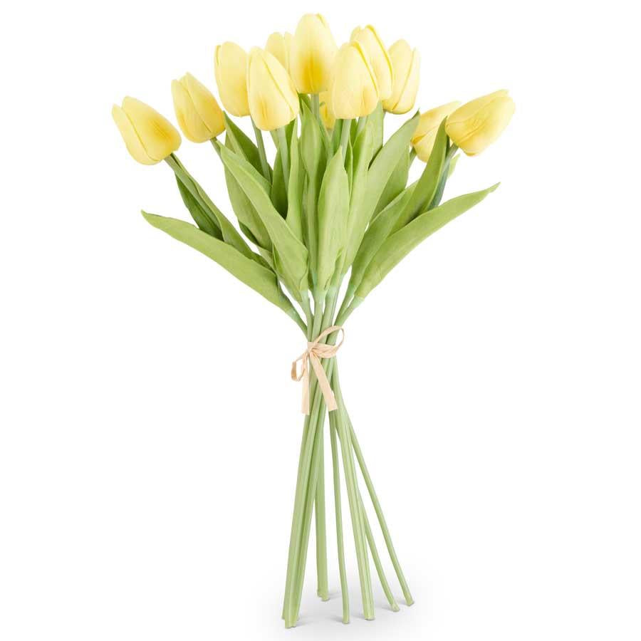 Real Touch Mini Tulip Bouquet - Light Yellow