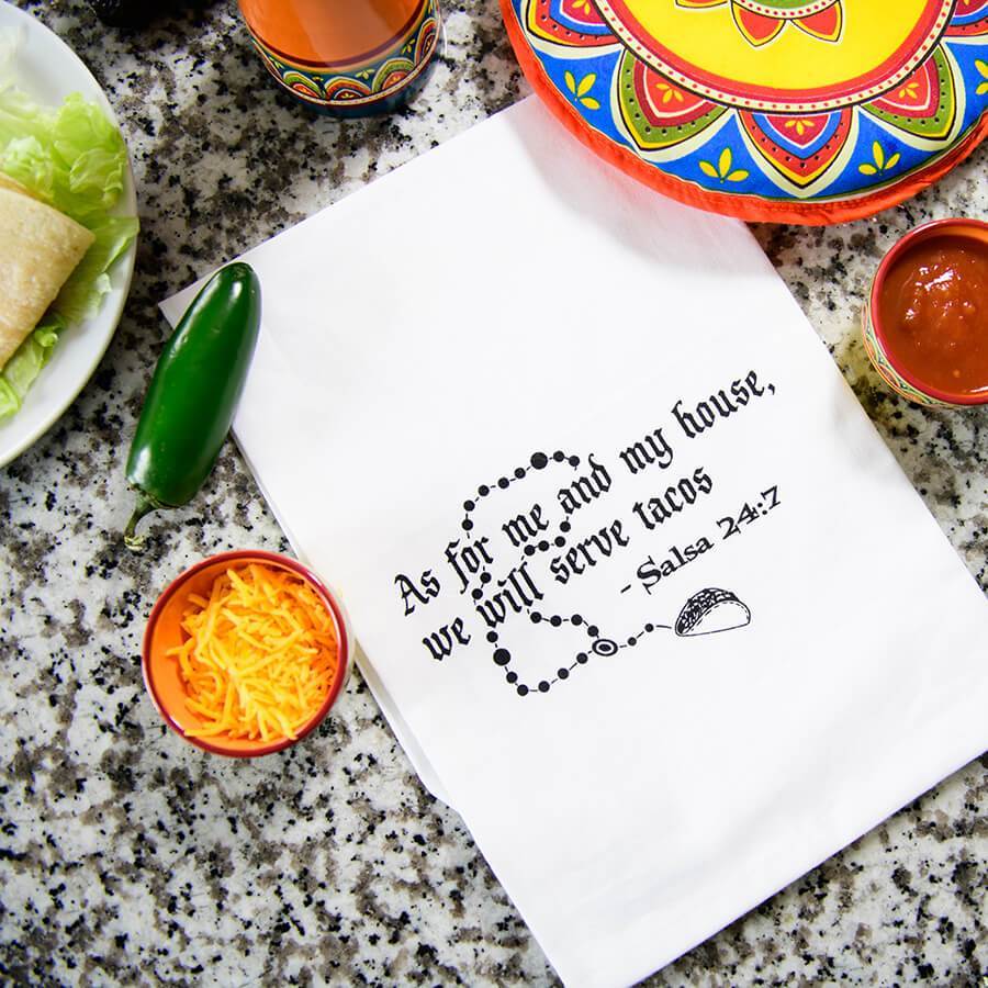 As For Me, We Will Serve Tacos Flour Sack Hang Tight Towel®