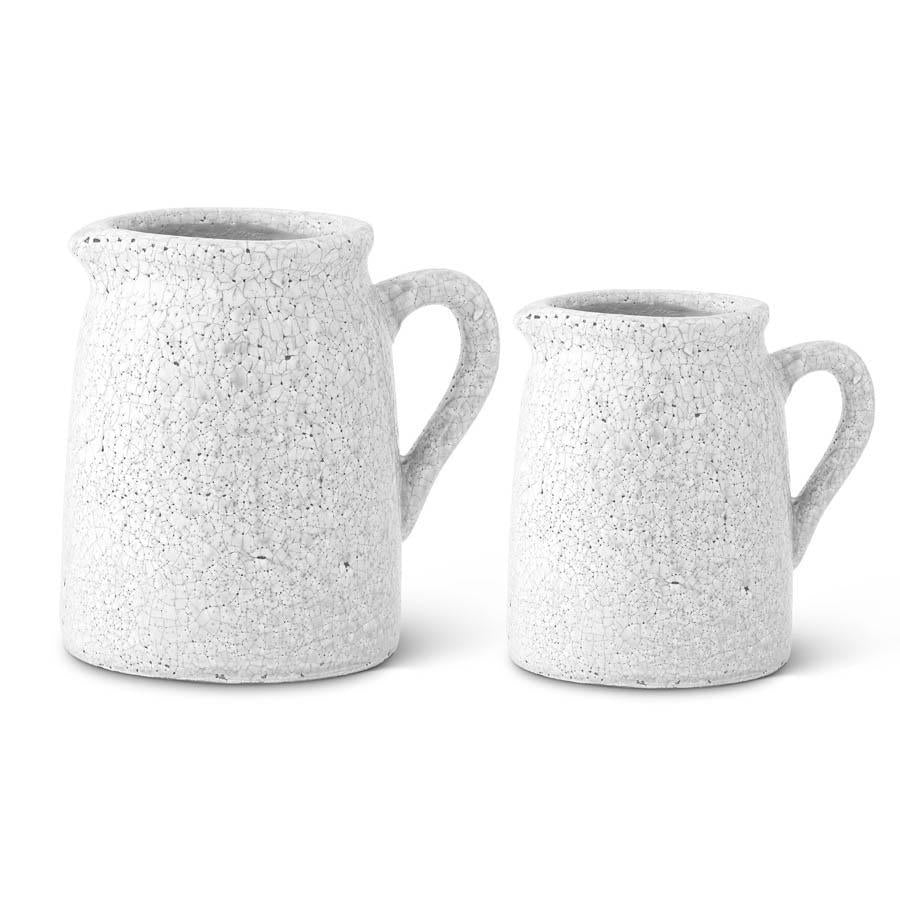 White Crackle Glazed Terracotta Pitcher