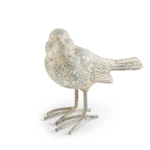 Distressed Gray Resin Bird w/Metal Legs