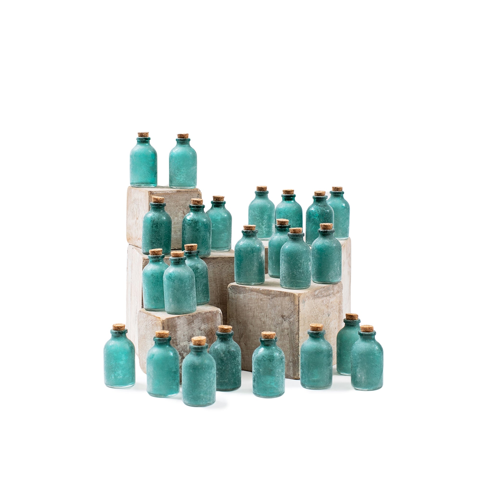 Frosted Green Mini Bottle w/Cork Lid