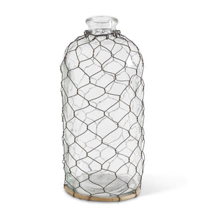 Glass Bottle w/Wire Mesh Netting
