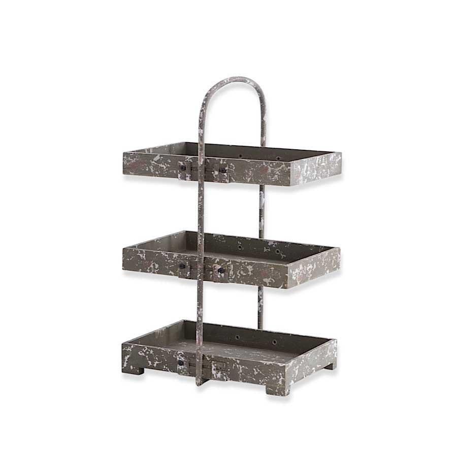 3 Tiered Metal Rectangular Tray Stand w/Handle