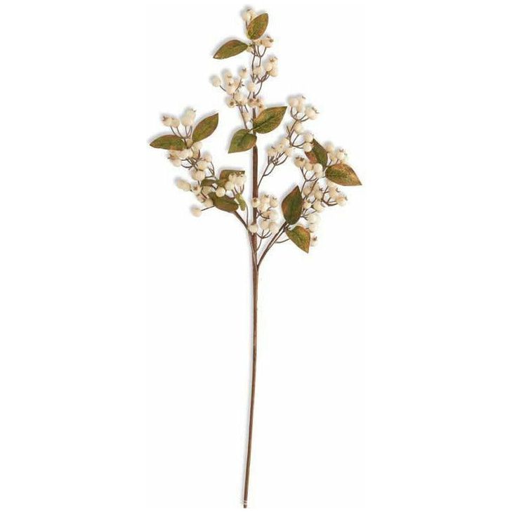 Cream Berry Spray w/Green Leaves