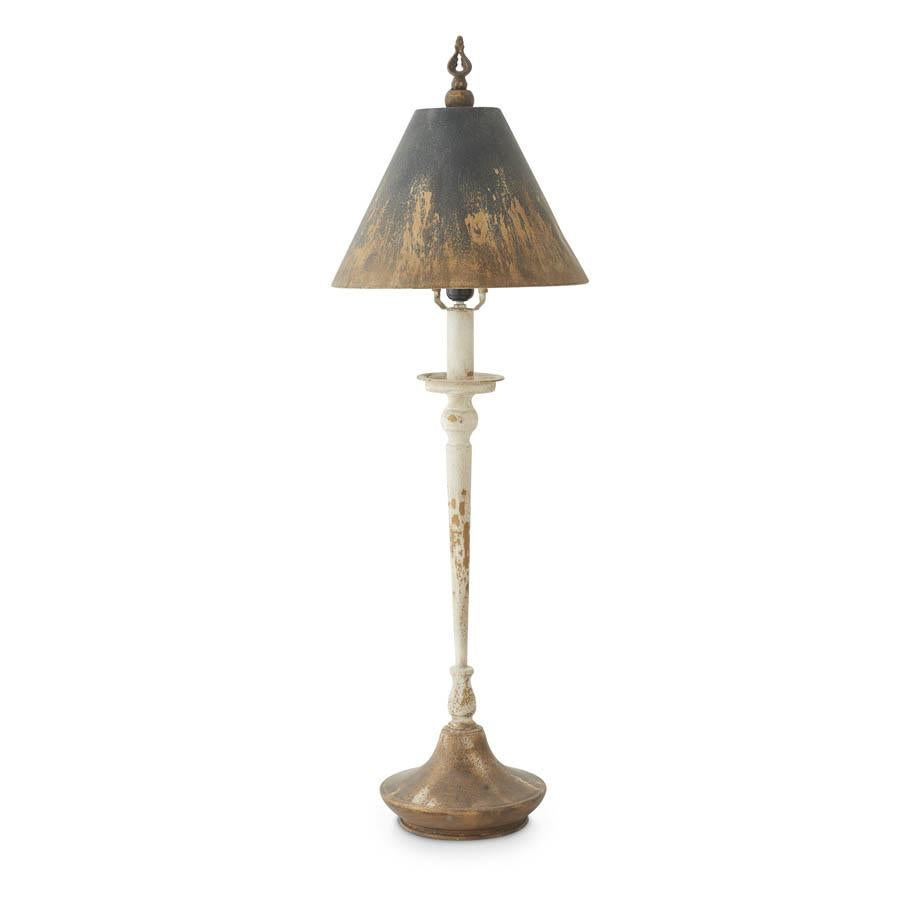 White and Black Metal Table Lamp w/Distressed Finish