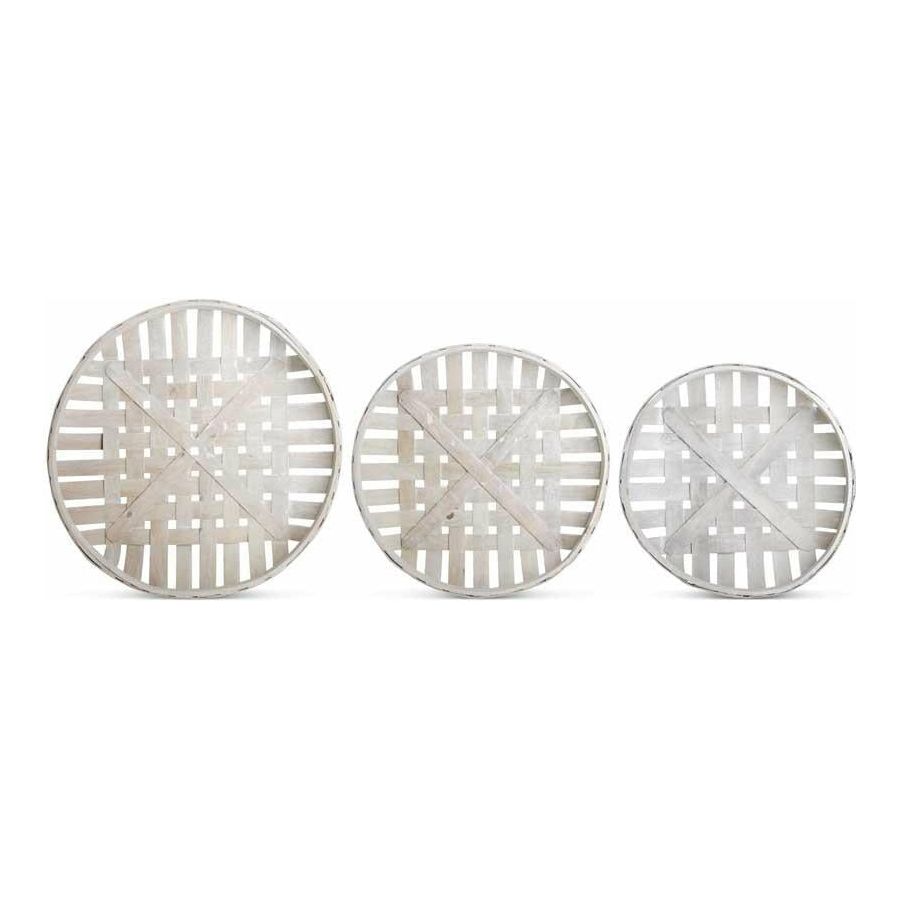 Set of 3 Round Nesting Tray Baskets in Gray Finish