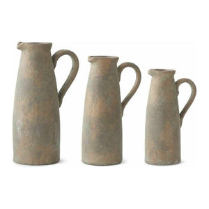 Set of 3 Terracotta Pitchers with Bronze Glaze