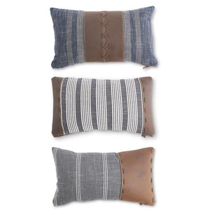 Cotton & Leather Lumbar Pillows