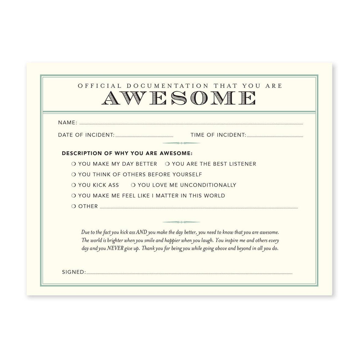 Tiramisu Paperie - You're Awesome Receipt Notecard Set