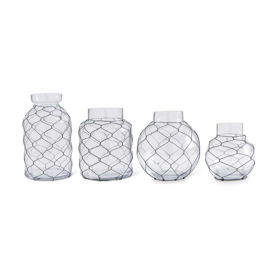 Glass Jars With Black Chicken Wire